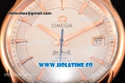 Omega De Ville Hour Vision Clone Omega 8500 Automatic Rose Gold Case with White Dial and Rose Gold Stick Markers (KW)