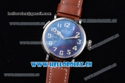Zenith Pilot Type 20 GMT Asia ST25 Automatic Steel Case with Blue Dial Arabic Numeral Markers and Brown Leather Strap