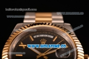 Rolex Day-Date II Asia 2813 Automatic Two Tone Case/Bracelet with Black Dial and Gold Roman Numeral Markers