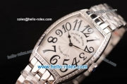 Franck Muller Casablanca Miyota OS2035 Quartz Steel Case with Black Arabic Numerals and White Dial