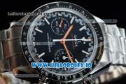 Omega Speedmaster Racing Master Clone Omega 9900 Automatic Steel Case/Bracelet Black Dial With Stick Markers(JH)