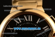 Cartier Ballon Bleu De Chrono Swiss Valjoux 7750 Automatic Yellow Gold Case with Black Dial and Yellow Gold Bracelet - (H)