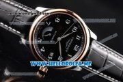 Longines Master Power Reserve Swiss ETA 2824 Automatic Steel Case with Black Dial and Black Leather Strap Rose Gold Bezel