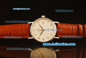 IWC Portugieser Asia 2892 Automatic Steel Case with Silver Dial and Gold Markers-Brown Leather Strap