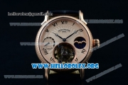 Patek Philippe Grand Complication Swiss Tourbillon Manual Winding Rose Gold Case with Rose Gold Dial Roman Numeral Markers and Black Leather Strap