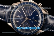 Omega Speedmaster Moonwatch Omega Co-Axial Chronograph Clone Omega 9300 Automatic Steel Case with Blue Dial and Stick Markers (EF)