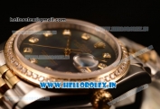 Rolex Datejust 37mm Swiss ETA 2836 Automatic Two Tone with Black MOP Dial and Diamonds Markers