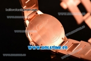 Cartier Rotonde De Miyota Quartz Rose Gold Case/Bracelet with Blue Dial and White Roman Numeral Markers