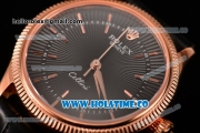 Rolex Cellini Time Asia 2813 Automatic Rose Gold Case with Rose Gold Stick Markers and Black Dial