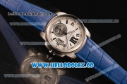 Cartier Calibre De Cartier Miyota 9015 Automatic Steel Case with White Dial and Blue Leather Strap