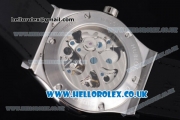 Hublot Classic Fusion Skeleton Asia Automatic Steel Case with Skeleton Dial and Black Leather Strap