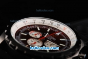 Breitling Chrono-Matic Chronograph Quartz Movement PVD Bezel-Stick Markers with Brown Dial and Silver Subdials-Black Rubber Strap