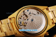 Rolex Daytona Swiss Valjoux 7750 Chronograph Movement Full Gold Case/Strap with Black Dial and Gold Subdials