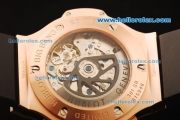 Hublot Aero Bang Chronograph Swiss Valjoux 7750 Automatic Movement Rose Gold Case with Titanium Bezel and Black Rubber Strap