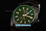 Rolex Milgauss Pro-Hunter Swiss ETA 2836 Automatic Movement full PVD with Black Dial and White/Yellow Stick Markers-PVD Strap