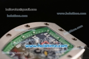 Richard Mille RM 011 Asia 2813 Automatic Steel Case with Black Rubber Bracelet White Markers and Black Dial