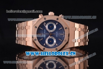 Audemars Piguet Royal Oak Seiko VK64 Quartz Rose Gold Case/Bracelet Blue Dial and Stick Markers (EF)