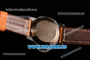 Panerai PAM 625 Luminor 1860 Asia Automatic PVD Case with White Dial Red Arabic Numeral Markers and Brown Leather Strap