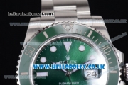 Rolex Submariner Swiss ETA 2836 Automatic Stainless Steel Case/Bracelet with Green Dial Dot Markers - 1:1 (J12)