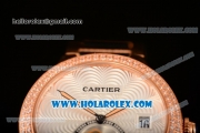 Cartier Rotonde De Miyota Quartz Rose Gold/Steel Case with Silver Dial and Diamonds Bezel