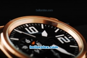Bell & Ross BR 03-51 Two Time Zone Automatic Rose Gold Case with Black Carbon Fibre Style Dial and white marking