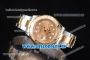 Rolex Yacht-Master 40 Clone Rolex 3135 Automatic Two Tone Case/Bracelet with Yellow Gold Dial and Dot Markers (BP)