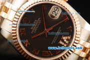 Rolex Datejust Automatic Movement Steel Case with Chocolate Dial and Two Tone Strap-ETA Coating Case