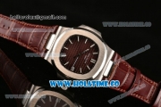 Patek Philippe Nautilus Miyota 9015 Automatic Steel Case with White Stick Markers and Brown Dial (BP)