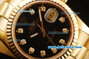 Rolex Datejust Automatic Movement ETA Coating Case with Gold Case and Strap-Black Dial