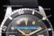 Rolex Submariner Vintage Asia 2813 Automatic Steel Case with Black Dial Black Nylon Strap and Dot Markers