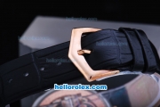 Patek Philippe Skeleton Manual Winding Movement With Rose Gold Case and Leather Strap