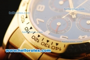 Rolex Daytona Chronograph Swiss Valjoux 7750 Automatic Movement Gold Case with Blue Dial and Brown Leather Strap
