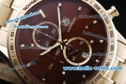 Tag Heuer Carrera Chronograph Miyota Quartz Movement Full Steel with Brown Dial and Stick Markers-7750 Coating Case