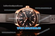 Omega Seamaster Planet Ocean 600 M Co-Axial Clone Omega 8501 Automatic Rose Gold Case with Black Dial and White Stick/Arabic Numeral Markers