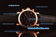 Vacheron Constantin Automatic Rose Gold Case with Black Dial and Black Leather Strap