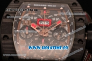 Richard Mille RM 011 Felipe Massa Flyback Chronograph Swiss Valjoux 7750 Automatic Carbon Fiber Case with Skeleton Dial Black Inner Bezel and Rose Gold Markers - 1:1 Original