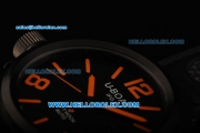 U-BOAT IFO Left Hook Automatic Movement PVD Bezel with Black Dial and Leather Strap-Orange Marking