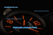 U-BOAT IFO Left Hook Automatic Movement PVD Bezel with Black Dial and Leather Strap-Orange Marking
