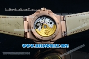 Patek Philippe Nautilus Miyota 9015 Automatic Rose Gold Case with Diamond Dial and Brown Leather Strap
