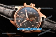 IWC Pilot's Watches Spitfire Chronograph Swiss Valjoux 7750 Automatic Rose Gold Case with Grey Dial and White Numeral Markers (BP)