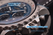 Breitling Chronospace Chronograph Swiss Valjoux 7750 Automatic Steel Case with Blue Dial and Black Leather Strap