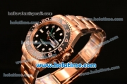 Rolex GMT-Master II Oyster Perpetual Swiss ETA 2836 Automatic Movement Full Rose Gold with Black Bezel and Black Dial