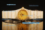 Omega Constellation Swiss Quartz Steel Case with Diamond Bezel and Gold Dial-Two Tone Strap