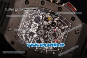 Richard Mille RM 011 Felipe Massa Flyback Chronograph Swiss Valjoux 7750 Automatic Carbon Fiber Case with Skeleton Dial and Black Inner Bezel - 1:1 Original