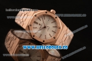 Audemars Piguet Royal Oak Clone Calibre AP 3120 Automatic Full Rose Gold with White Dial and Stick Markers (EF)