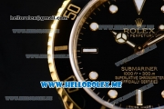Rolex Submariner Clone Rolex 3135 Automatic Yellow Gold Case/Bracelet with Black Dial and Dot Markers (BP)