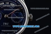 IWC Portuguese Annual Calendar Asia Automatic Steel Case with Blue Dial Black Leather Strap - 1:1 Original(YL)