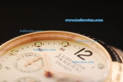 Panerai Chrono Lunimor Daylight Automatic Movement Rose Gold Case with Green Dot Markers and Rose Gold Strap