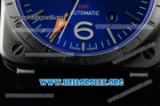 Bell&Ross BR 03-93 GMT Swiss ETA 2836 Automatic Steel Case with Blue Dial Black Leather Strap