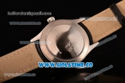 Rolex Cellini Asia Automatic Steel Case with Silver Dial Stick Markers and Black Leather Strap - Diamonds Bezel (BP)